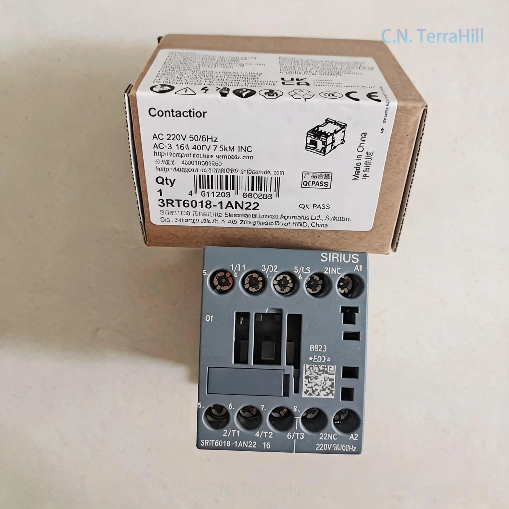AC Contactor 16A 3RT6018-1AN21 3RT6018-1AN22 Industrial Motor Control 3 Pole 220V Coil