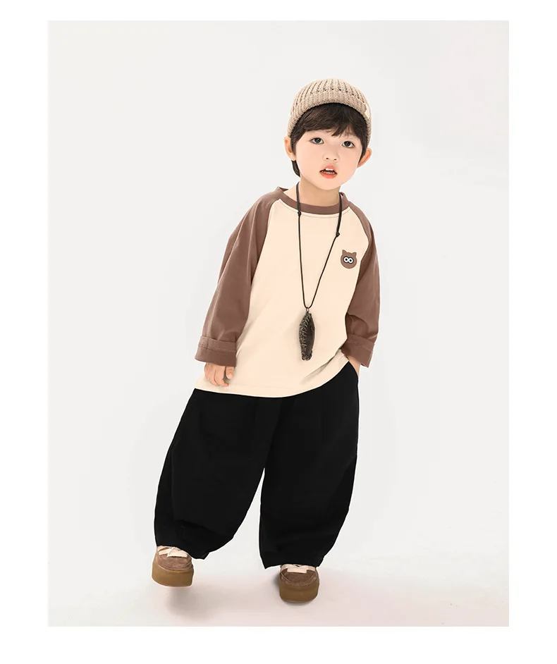 2023 neue Jungen Stilvolle Harem Hosen Kinder Einfarbig Lose Hosen Reine Baumwolle Casual Hosen 2-7Y – Detail 12