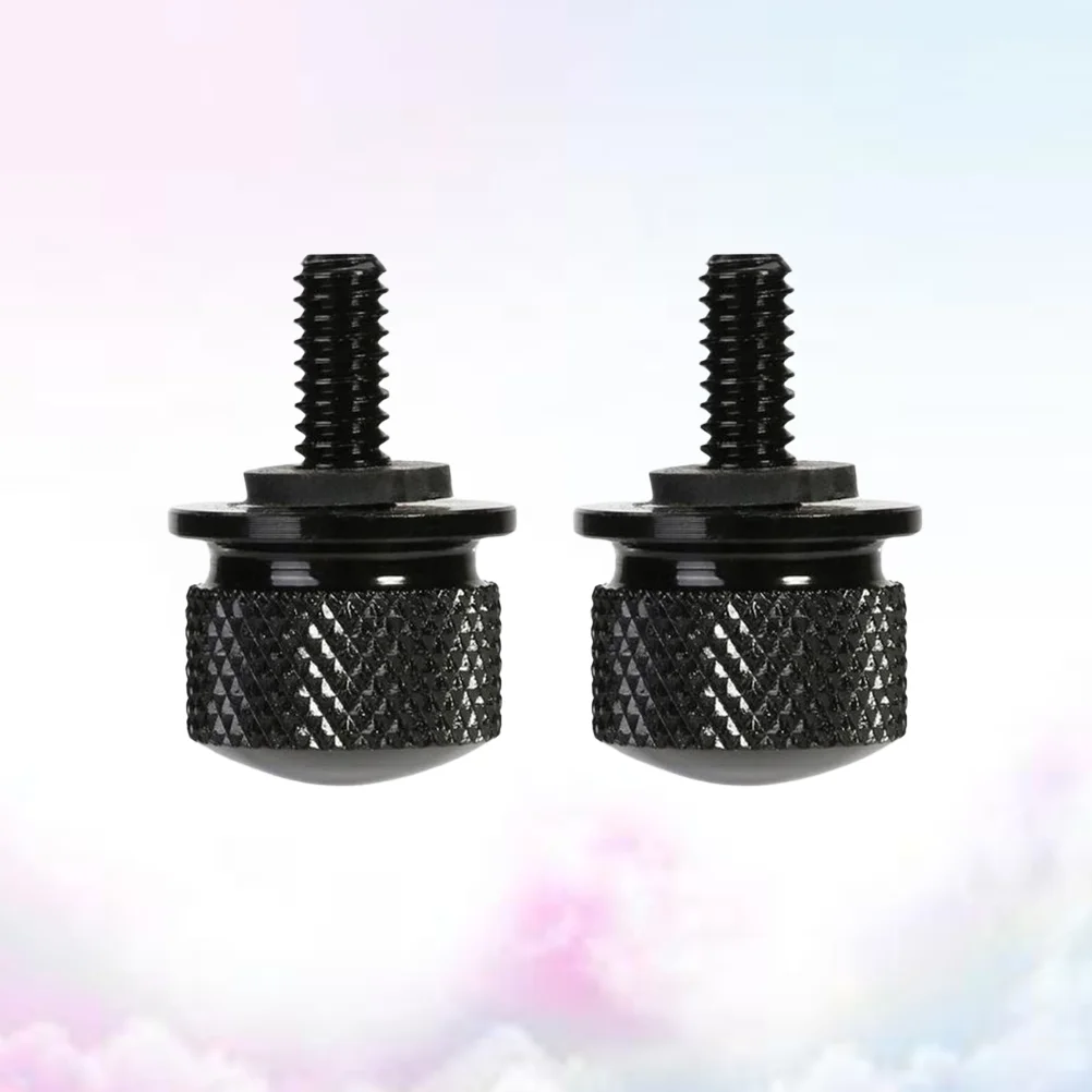 

2pcs Round Shape Knurled Billet Aluminum Screw Seat Bolt with Knob Cover Tab Bracket for Motorbike (Black)