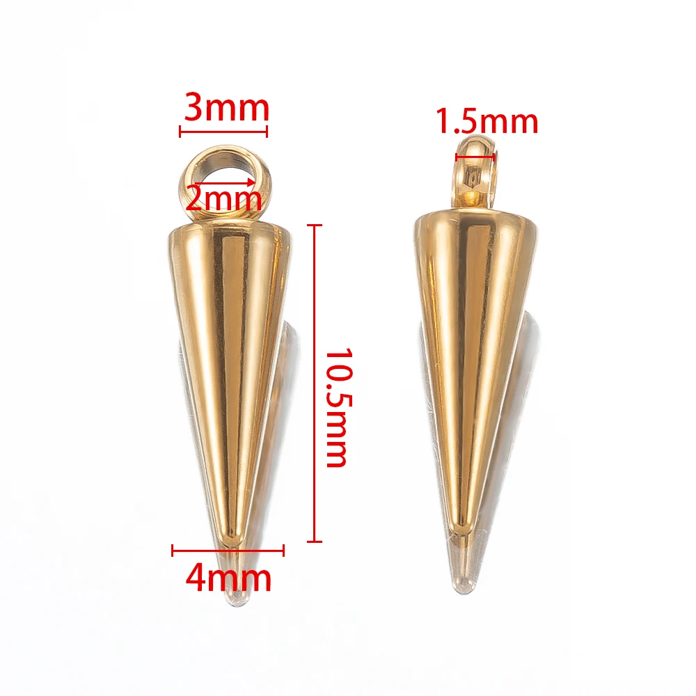 10PCS Stainless Steel Cone Charms Pendants Retro Spike Beads Charms Pendants for Women Man Hoop Earring Jewelry Making Supplies image 3