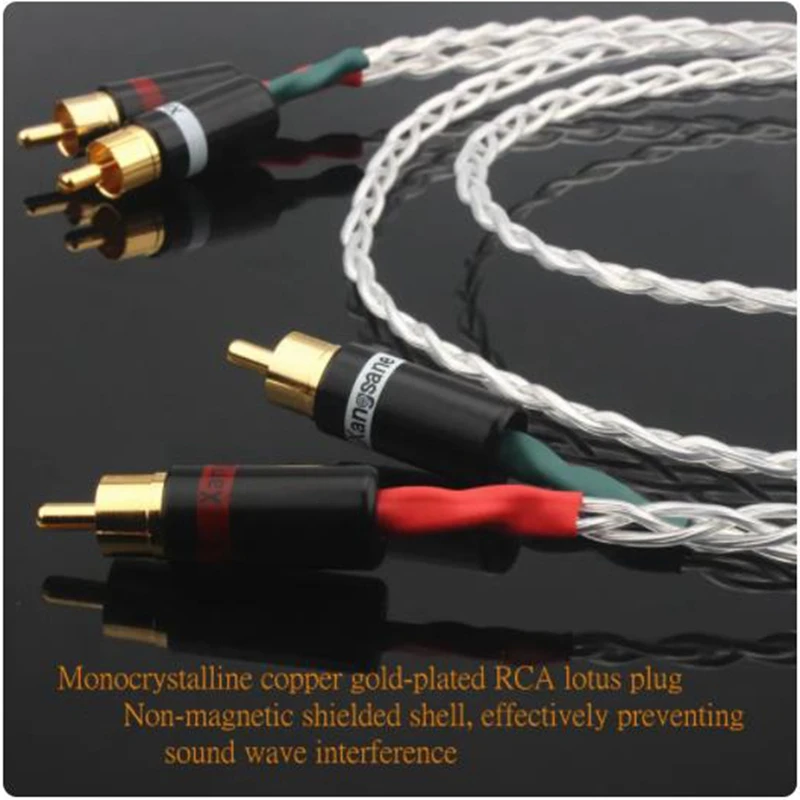 Hifi 6N OCC Silver-Plated Rca Cable Hifi Audio Cable PTF external Sound Card Power Amplifier CD Machine Adapter Cables