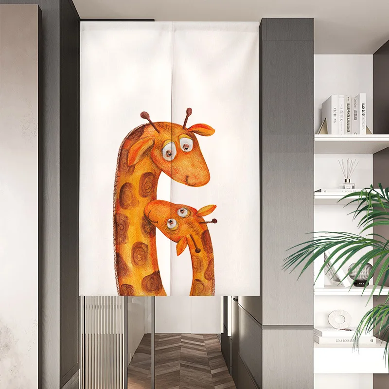 ستارة غرفة تغيير الرسوم المتحركة المرسومة يدويًا، ستائر المدخل، مدخل المطبخ، نصف ستارة معلقة من الكتان نورين #4