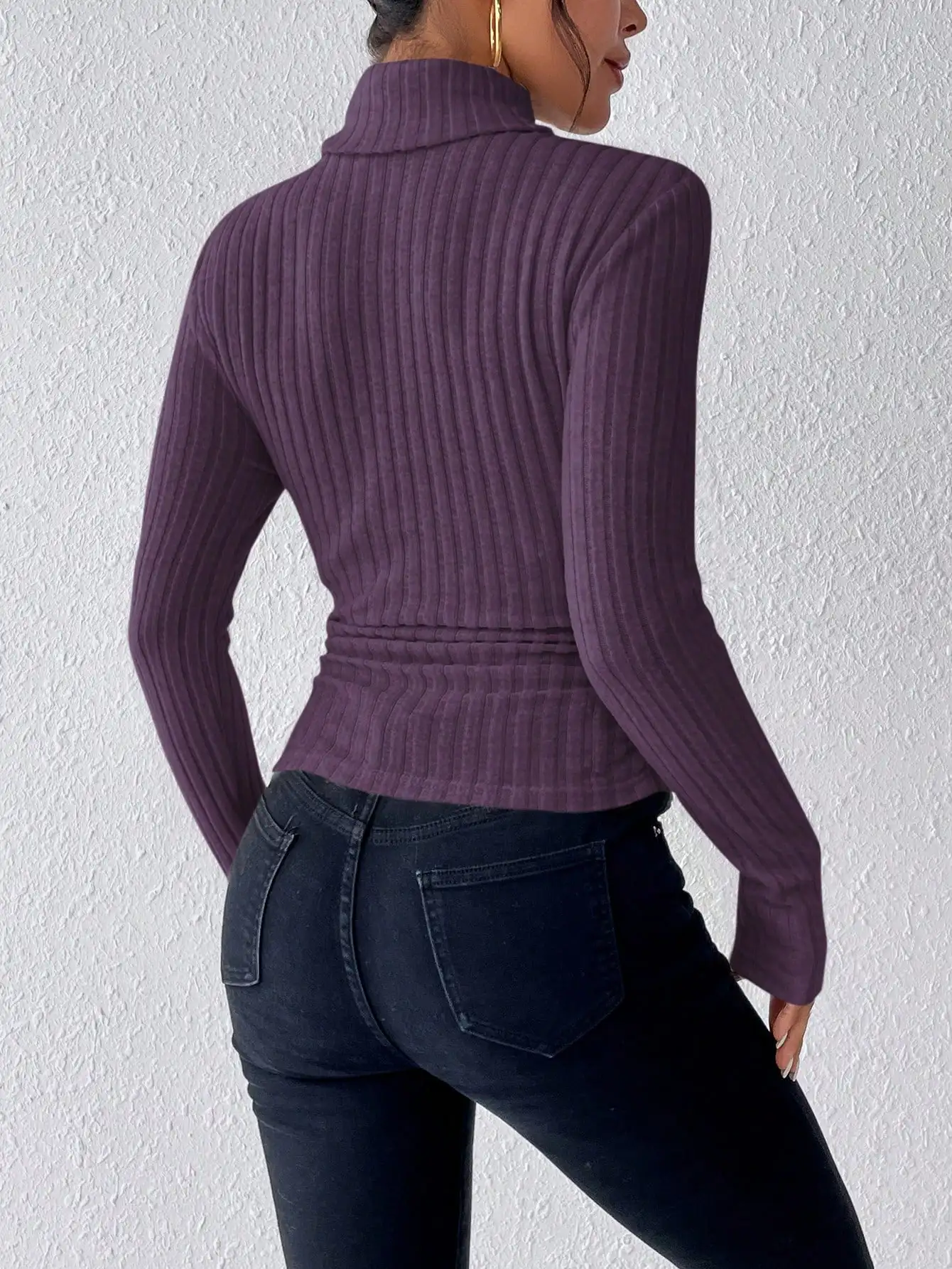 Knitwear Bottoms Women's New Autumn and Winter Style With a Half Turtleneck Sweater Slim Long-sleeved Warm Top