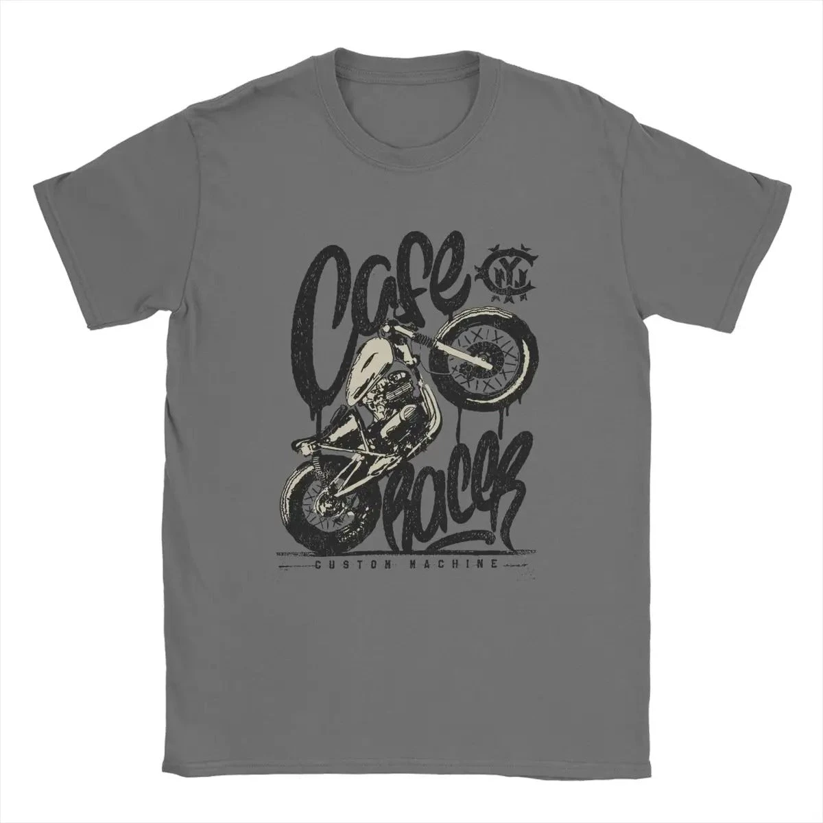 2026 T-Shirt De Moto Cafe Racer Custom En Coton Gris High-end Luxury Unisex Style Both of Men and Women