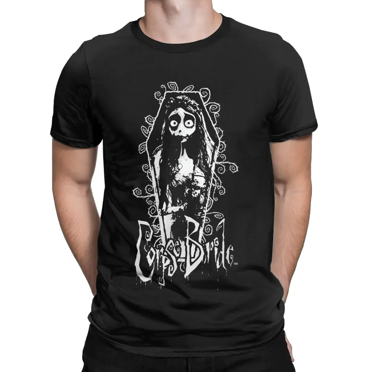 Corpse Bride Emily Coffin Frame T Shirts Men\'s Pure Cotton Vintage T-Shirts Crewneck Tees Short Sleeve Clothes Plus Size