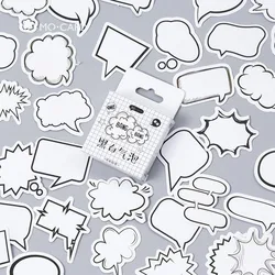 Autocollant bulle noire et blanche, étiquette adhésive créative en papier pour bricolage, décoration pour Albums de journal intime, Scrapbooking, 45 pièces/boîte