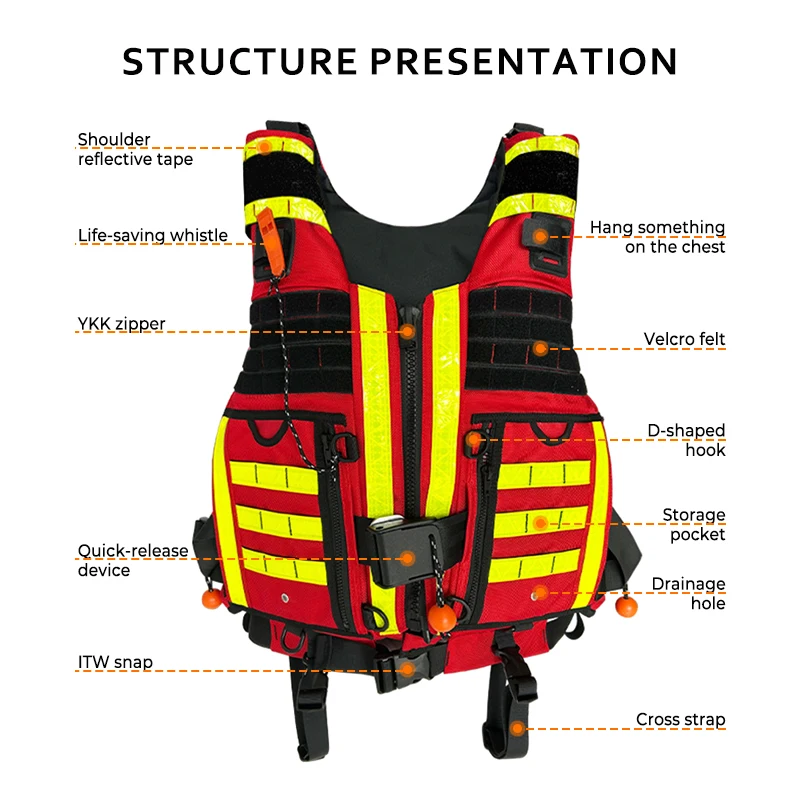 Durability Stability Torrent Life Vest   Quality Assurance Rescue Vest  High Buoyancy Adults Life Jacket Water Rescue