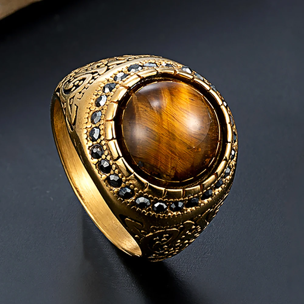Jewelry & Watches Company - Naturalne pierścionki z tygrysim okiem ze