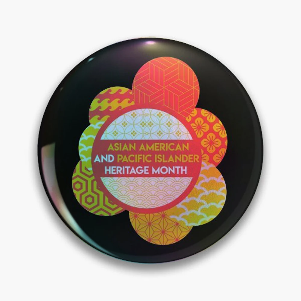 Asian American and Pacific Islander Heritage Month Pin Holographic Star Heart Pin Brooches Laminated Button Fashion Accessory