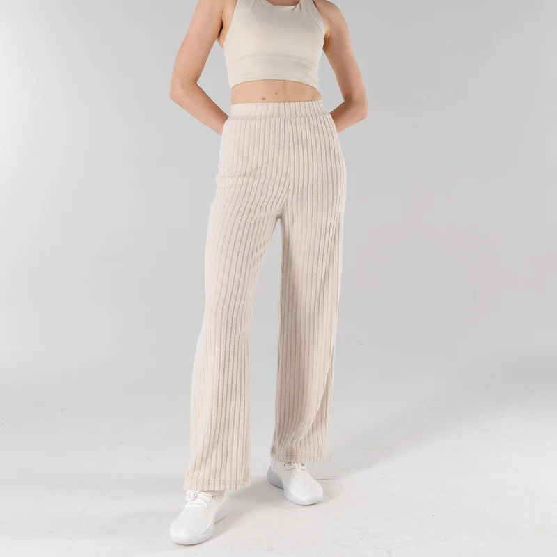 

Women's single color vertical stripe multi-functional casual straight leg wide-leg pants