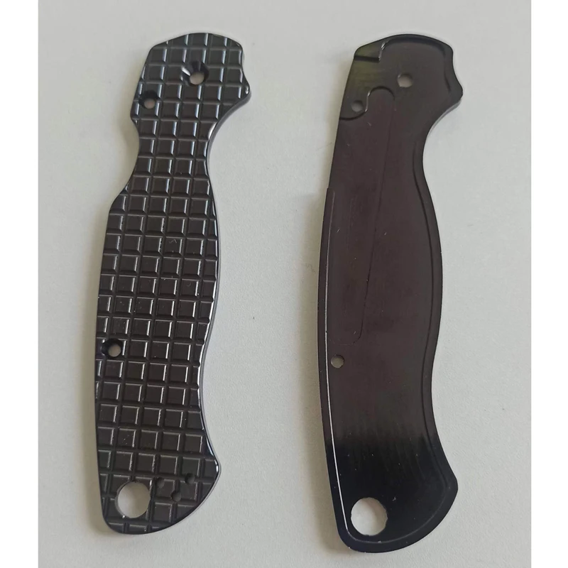 Imagem -02 - Padrão Quadriculado Alumínio Liga Material Handle Escalas Brilhantes para Spyderco C81 para Facas Dobráveis Preto Par