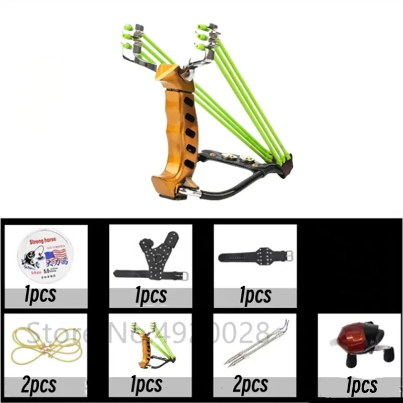 

Мощная Рогатка с резиновыми лентами, складная Рогатка на запястье, для улицы, черная, золотая, для охоты, Рогатка для стрельбы, стальные шарики, инструменты