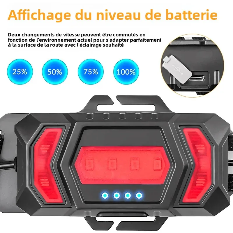 LED الصدر الأمامي متعدد مصابيح تحذير أحمر USB قابلة للشحن ليلة تشغيل ضوء مثلث عاكس حزام الضوء الخلفي على ظهره الخفيفة #5