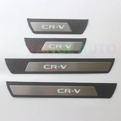 4PCS ABS Stainless Steel Door Sill Scuff Plate Auto Pedals Protector Cover For Honda CR-V CRV 2017-2024