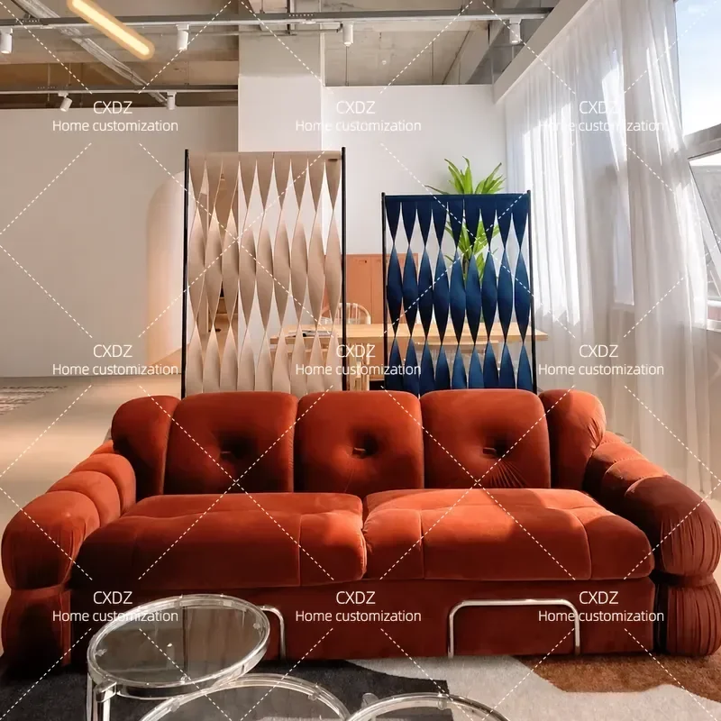 Nordic Retro Fabric Sofa Casual Straight Row for Living Room High End Luxury Design Suitable for Large and Small Apartments