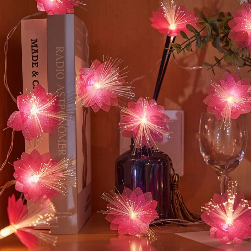 Guirnalda de luces LED alimentada por batería, luces de flores de hadas para sala de estar, dormitorio, jardín, fiesta de boda, Año Nuevo, decoración navideña