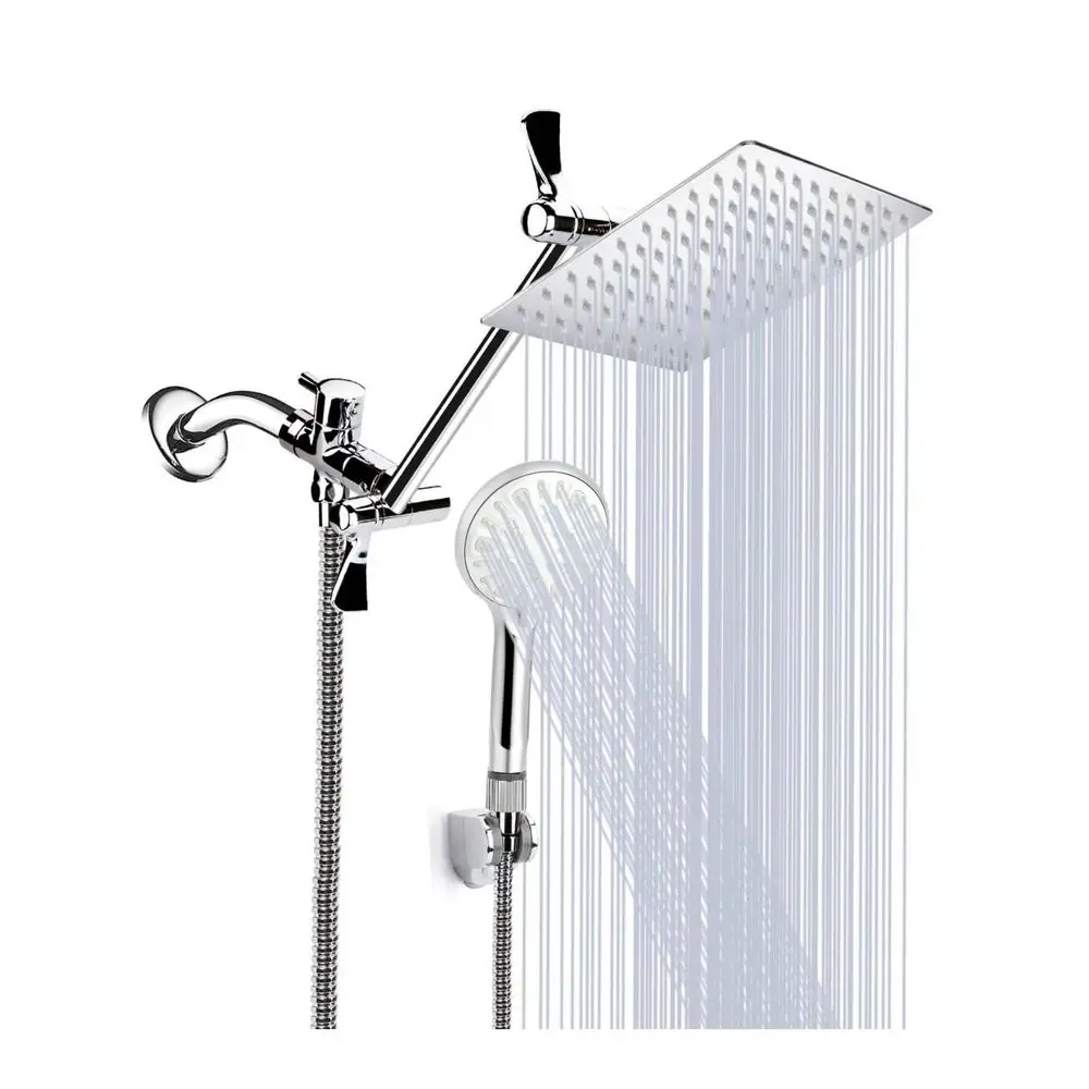 

Душевая лейка высокого давления 8 дюймов с функцией тропического душа, ручной душ в комплекте с удлинительной штангой 11 дюймов, 9 режимов регулировки, защита от протечек