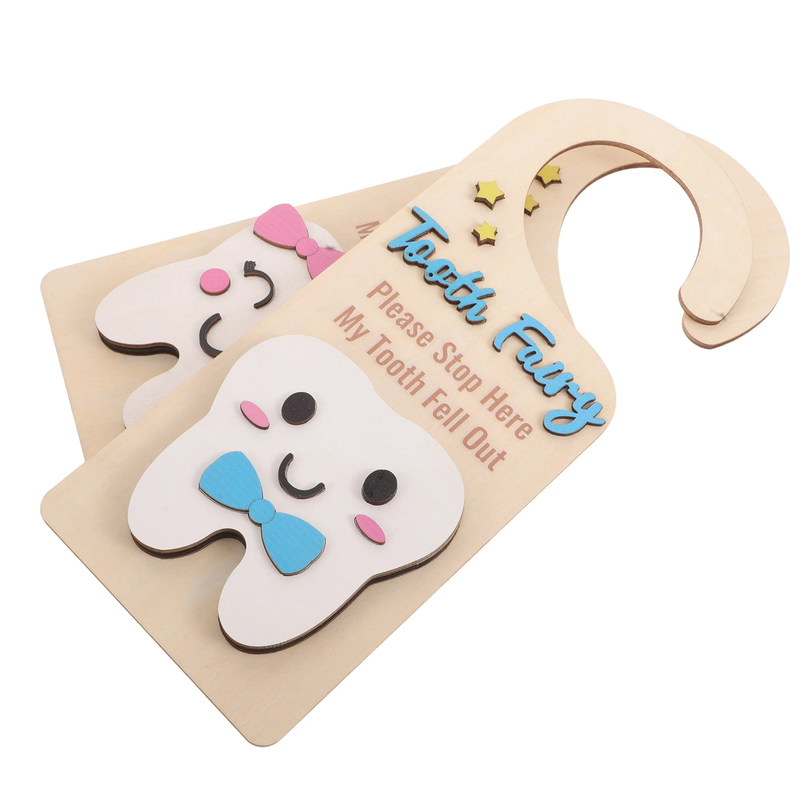 

2 Pcs Wooden Door Hanging Decoration Knob Hanger Tags Cute Signs for Home Decors Front Fairy