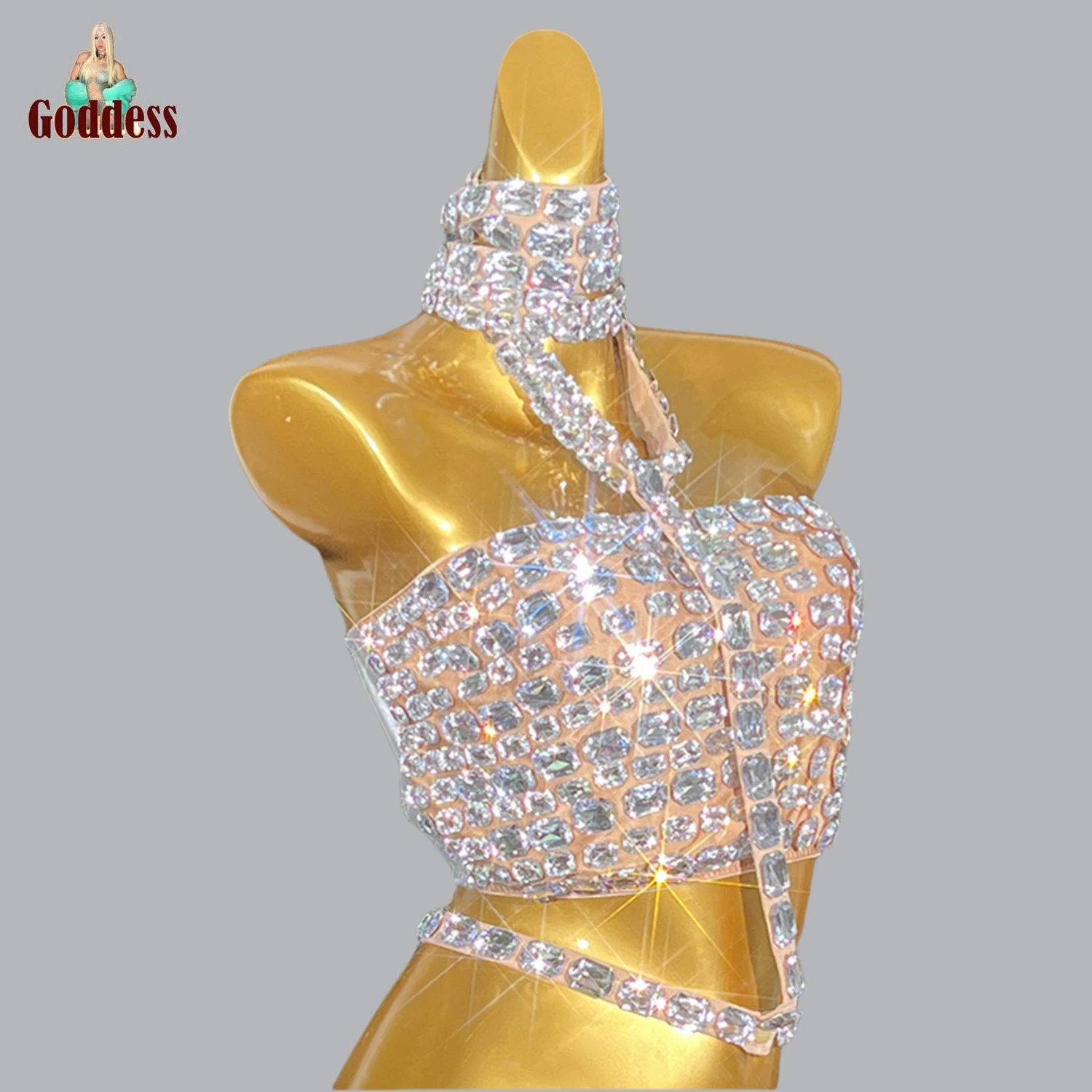 Sparkling Rhinestone Top Hot Dance Attire Bar Nightclub Dance Floor Attire Birthday Party Sexy Top Birthday Party Stage Outfit