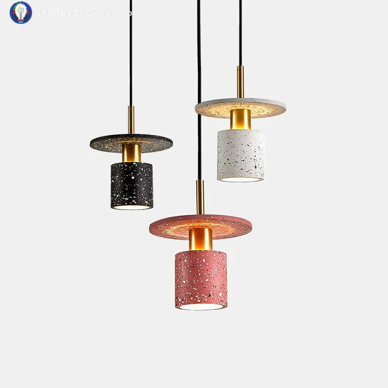 New Brick Red Terrazzo Pendant Light Nordic Modern Minimalist Restaurant Bar, Milk Tea Shop Decoration Pendant Light