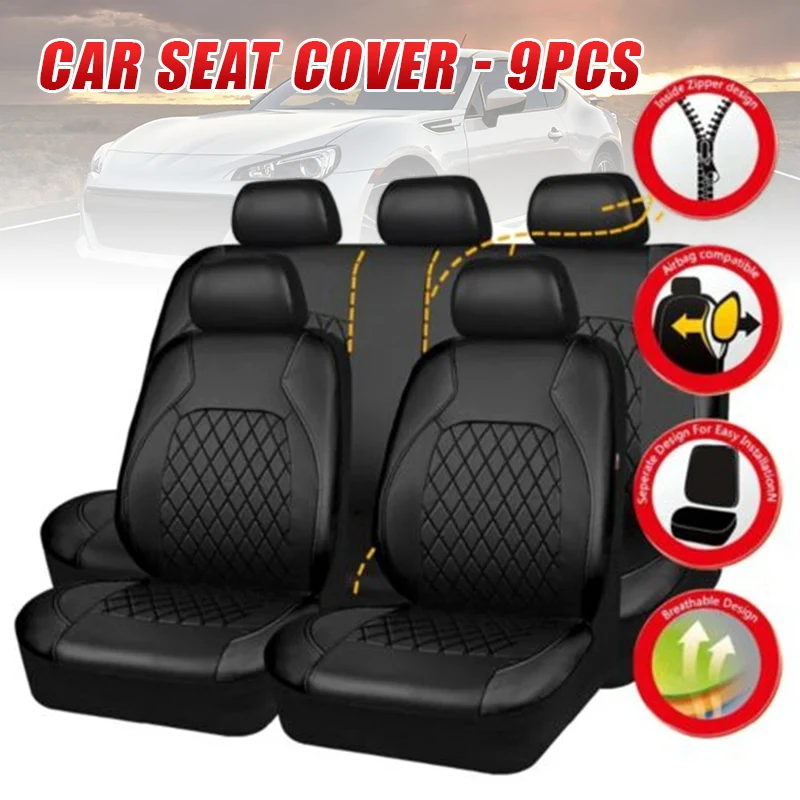 

9pcs/Set Universal Car Seat Cover PU Leather Auto Seat Cushion Full Surround Seat Protective Pad Car Interior Accessories
