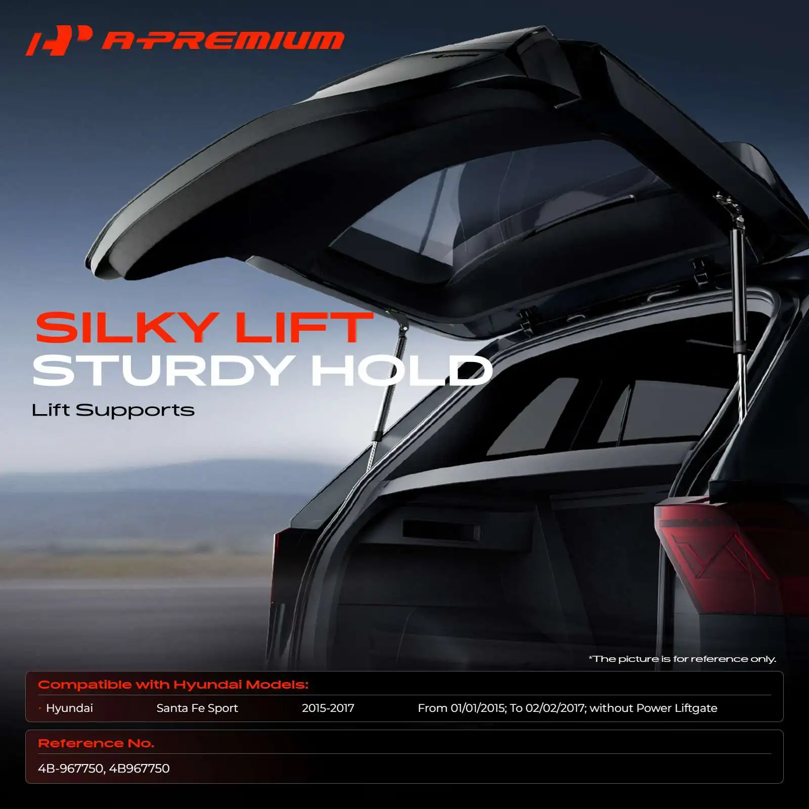 A-Premium 2PcsRear Tailgate Lift Supports Shocks Struts for Hyundai Santa Fe Sport 2015-2017