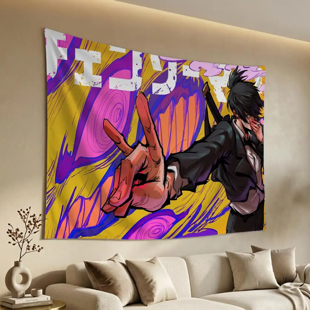 Wild Intense Anime C-Chainsaw Mans Characters Tapestry Soft Tapestry Wall Hanging Decor for Living Home Room Bedroom