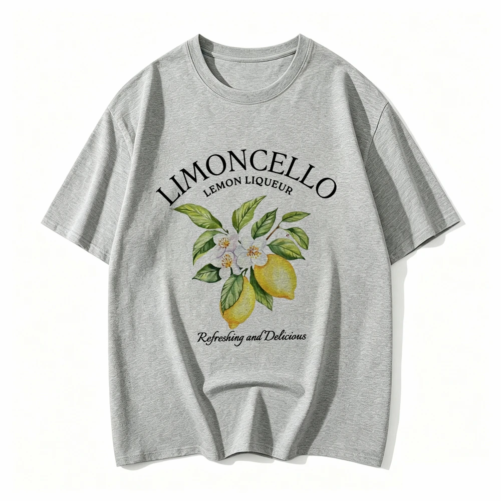 Lemon Letter Print T-shirt Short Sleeve Crew Neck Casual Top For Summer Women Kawaii Streetwear Graphic Tees Vintage Fruit Shirt