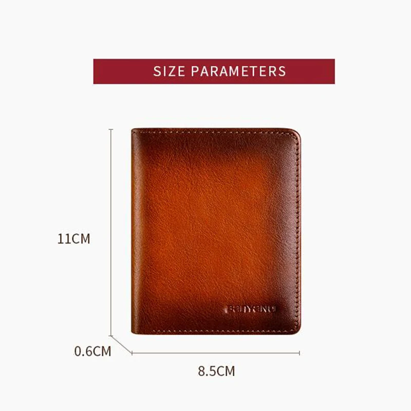 Simple Design Men Small Wallet Brown Black Ultra Thin Cow Genuine Leather Wallet for Fashion 2024 Father Birthday Gifts