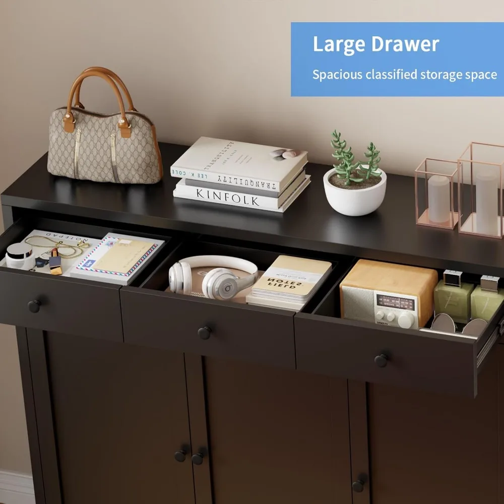 Quality productShoe Storage Cabinet with 3 Doors, Metal Shoe Cabinet with Drawers, Freestanding Shoe Rack with Adjustable Shelve