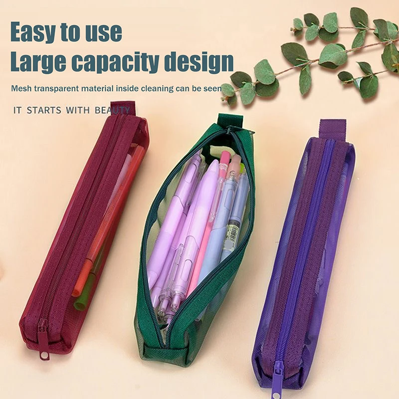 Clear Mesh Travel Cosmetic Bag – Multi-Functional Toiletry & Stationery Pouch