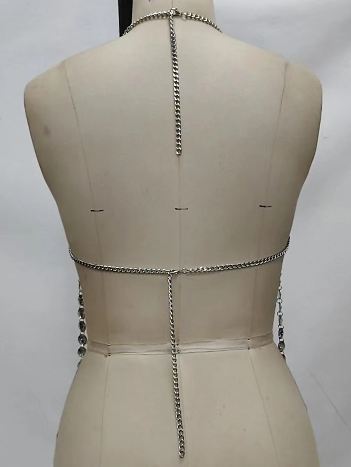 Sexy metal rhinestone halter tanks top women summer see through beach crop top club party tops for woman rave festival clothing