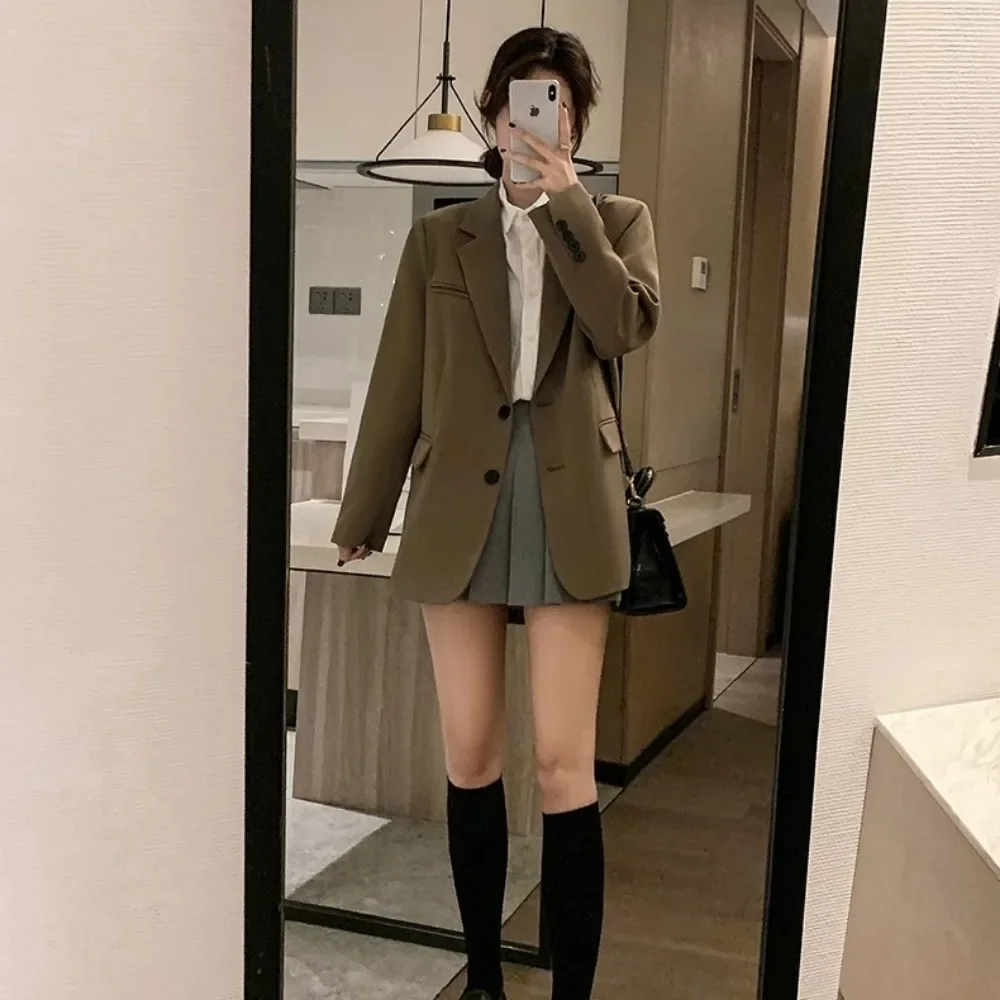 Pendeln Frauen Blazer Lose Beiläufige Frühling Herbst Solide Hipster Mode Junge Koreanische Stil Bequeme Streetwear Täglichen Outwear