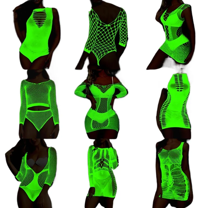 ملابس داخلية نسائية مضيئة للجنس جوارب شبكية لصيد السمك مضيئة ومشرقة مقاس كبير قسط علوي مفتوح المنشعب مجاني #1