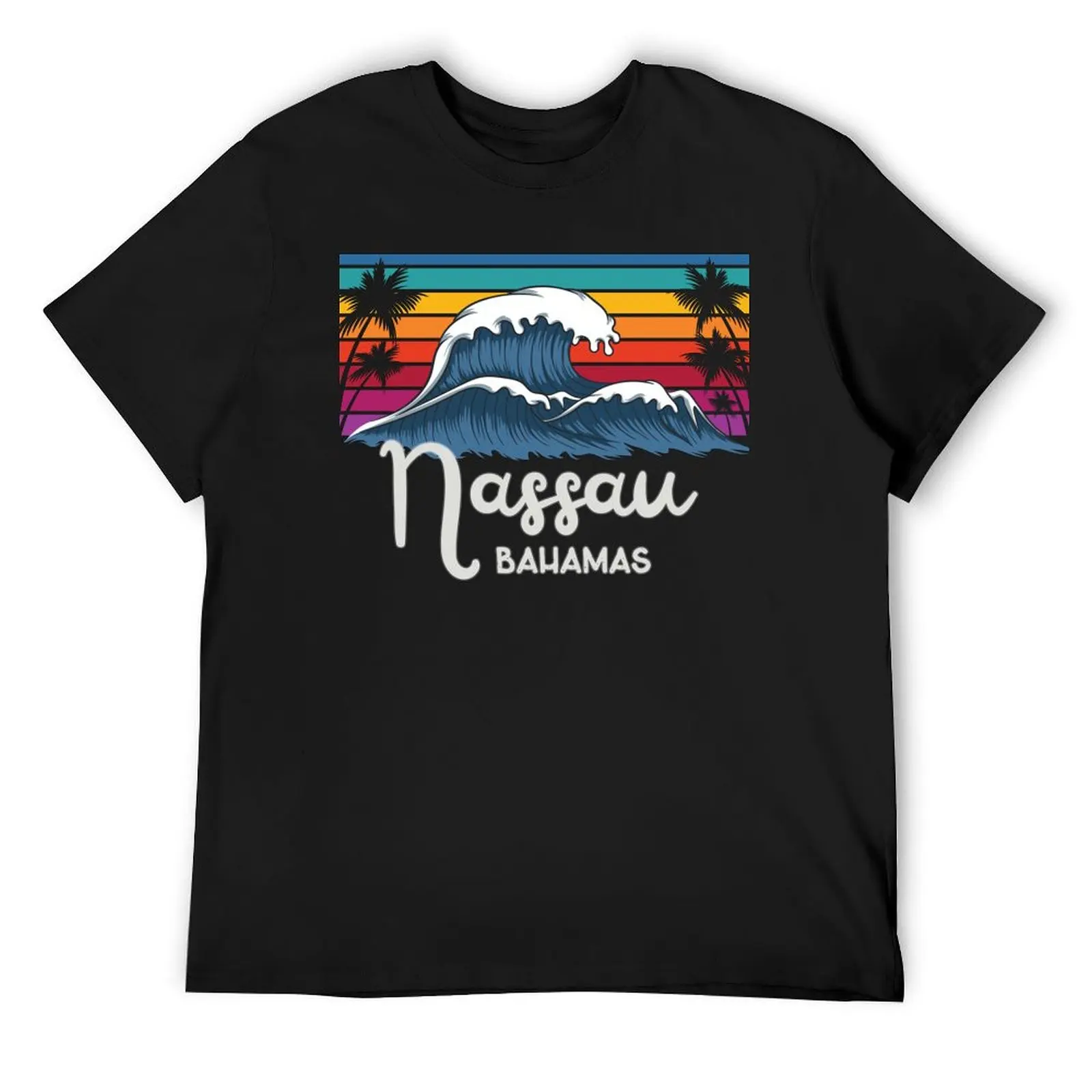 

The Bahamas Nassau City Vintage Wave Art T-Shirt customs design your own anime quick-drying men t shirts