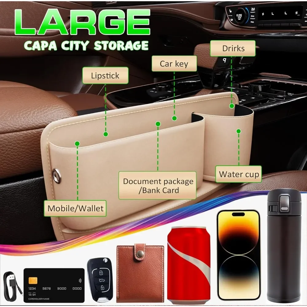 car seat gap filler,car leather cup holder gap bag,universal seat gap organizer, adjustable car seat storage box, for phones gla