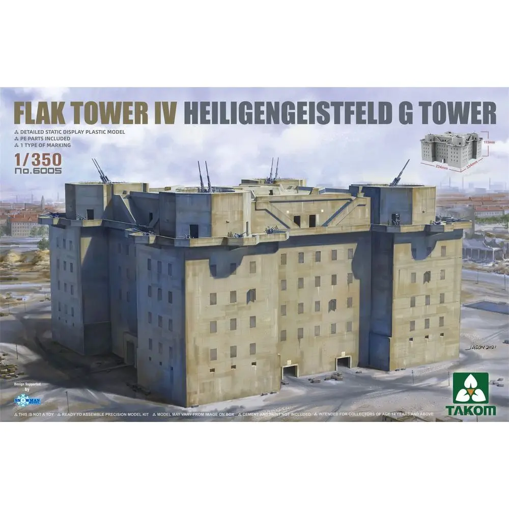 

TAKOM 6005 1/350 German Flak Tower IV Heiligengeistfeld G Tower - Scale Model Kit