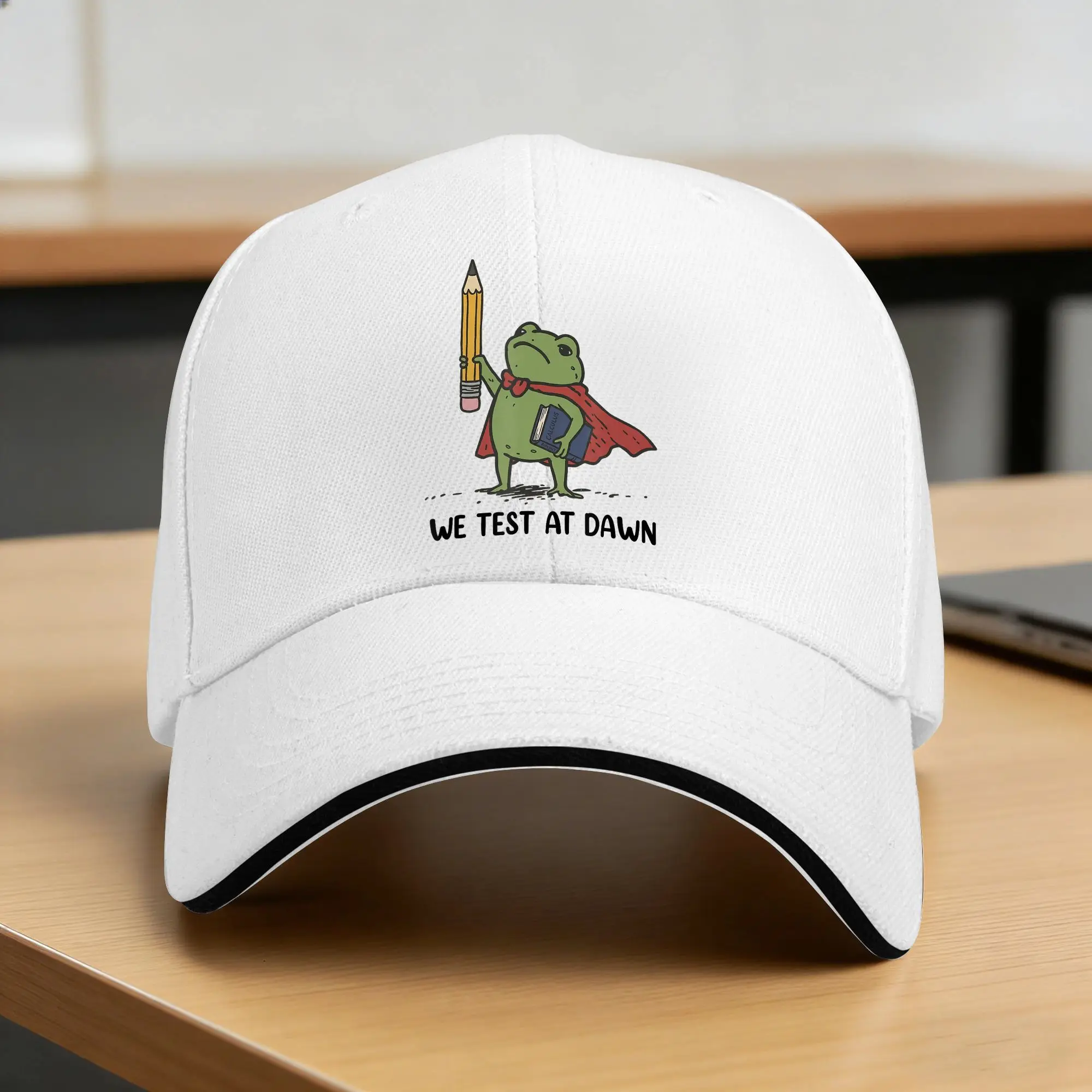 Summer Teacher Frog We Test At Dawn Test Day Coordinator Final Exam Baseball Cap Tennis Skate Trucker Hat Print Baseball Caps