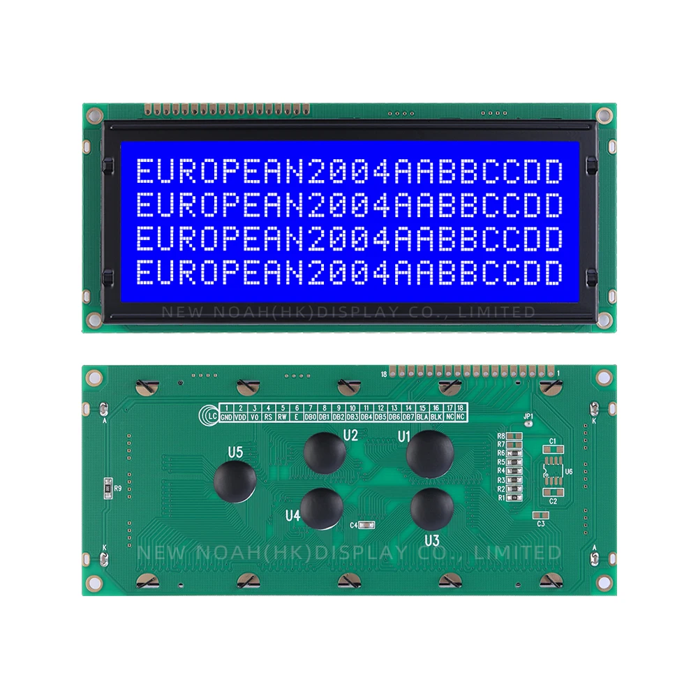 유럽 블루 필름 대형 문자 디스플레이 화면, 흰색 문자 2004C-3 도트 매트릭스 스크린 모듈, 4*20, 4X20, 2004, 18PIN, ST7066U