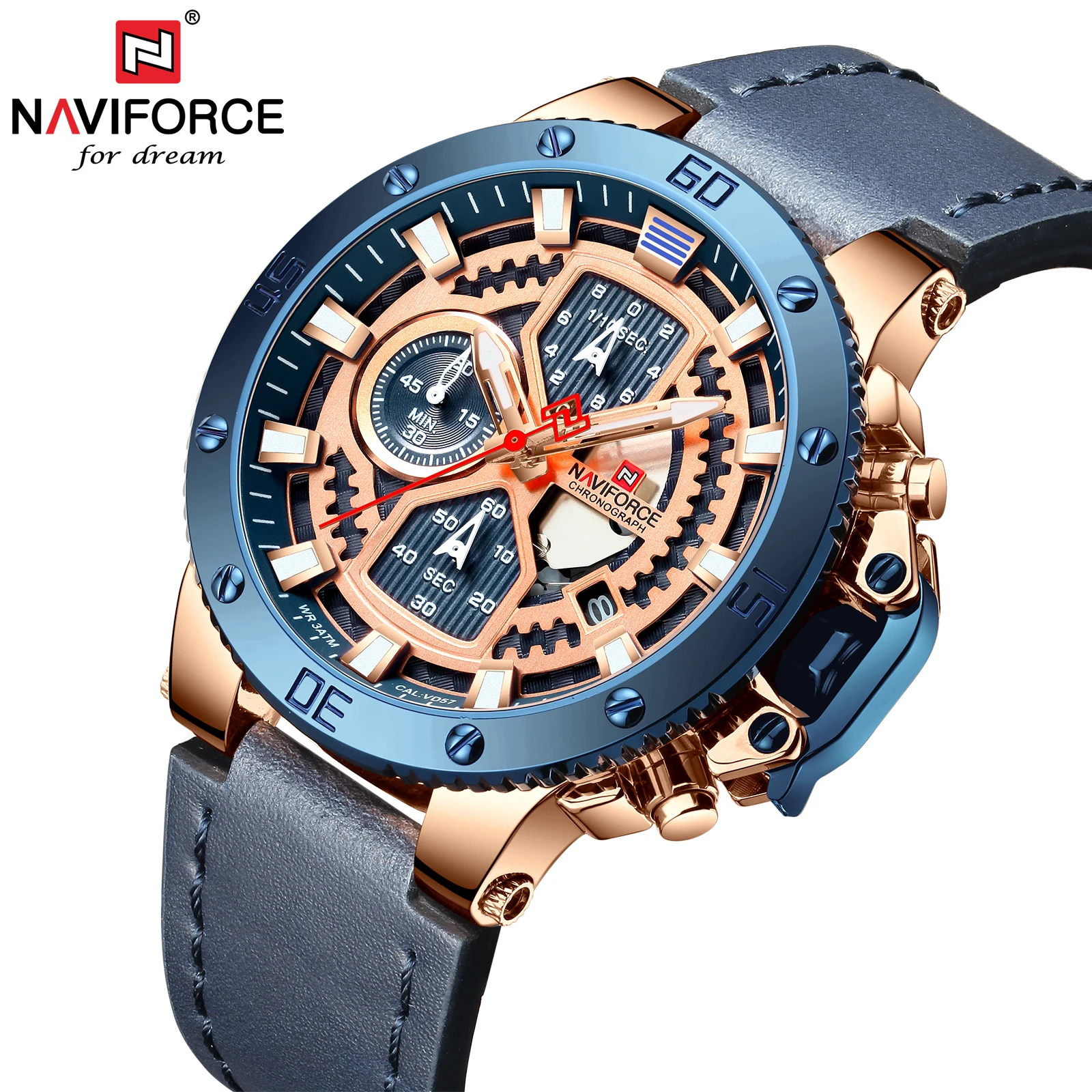 NAVIFORCE NF9159 Men Quartz Watches Top Brand Sports Auto Date Week Display High Quality 30M Waterproof Watch Relogio Masculino