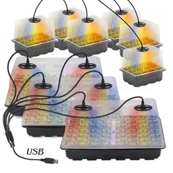 Taca kaseta do sadzonek 12/48 komórek pełnozakresowe LED kopułę wilgotności oświetlenie do uprawy do kryty ogród pudełka do kiełkowania nasion w szklarni