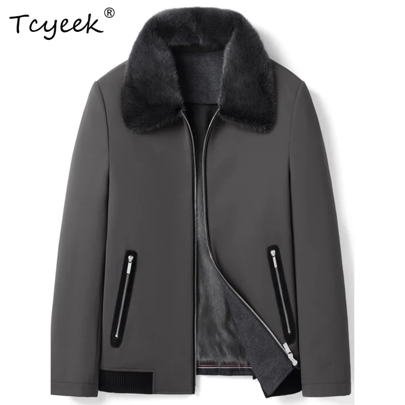 Tcyeek Natural Fur Jacket Men's Warm Winter Clothes High-end Removable Inner Liner Fur Coat Mens Luxury Parka Jackets Sobretudo