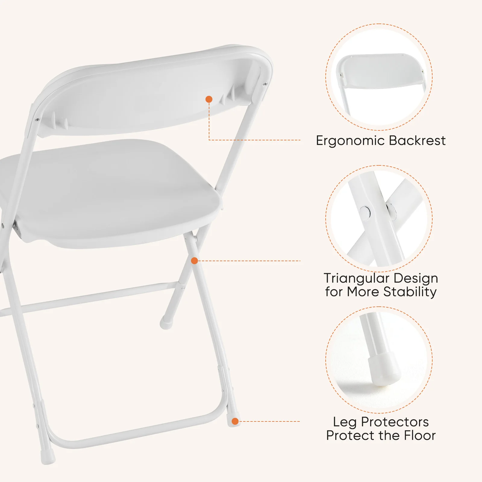 MCQ Foldable Office Chair 4/6 Pack Ergonomic Metal Frame Soft Cushion Lumbar Support Heavy Capacity 330LB For Home Office﻿