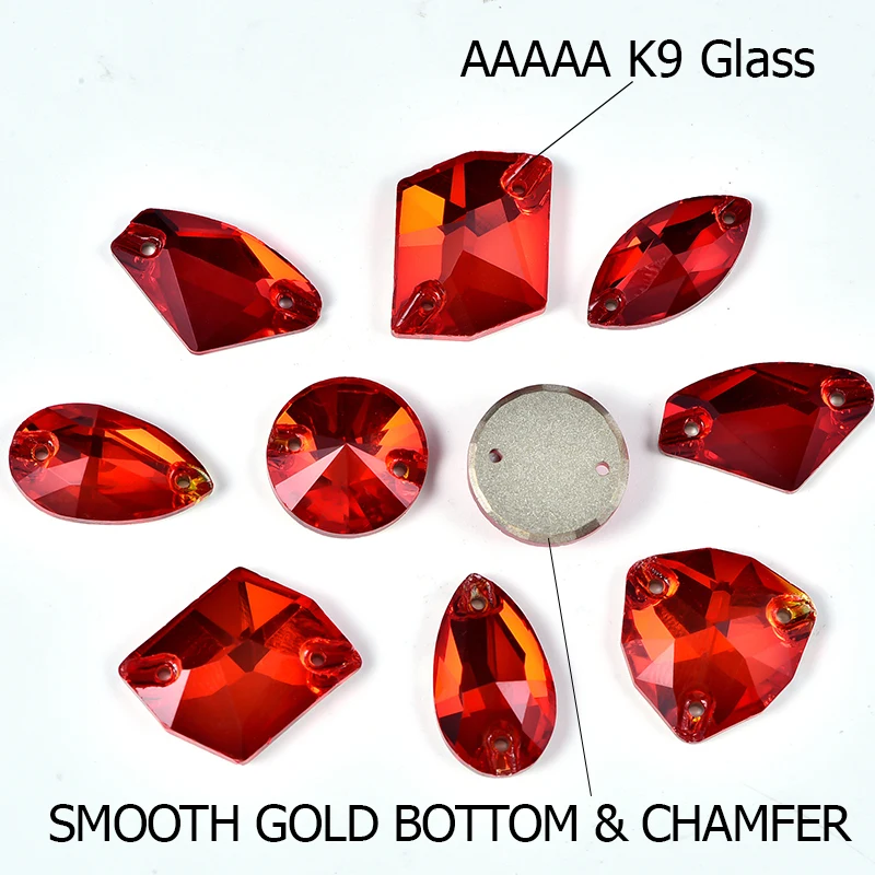 OLeeya Cosmic TearDrop Light Siam Glas-Kristall-Nähsteine, abgeschrägte Flachsteine zum Aufnähen, Strass für Kleidungsdekoration – Detail 5