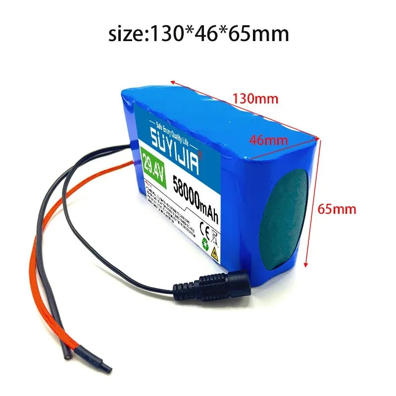 24V 18650 Rechargeable Lithium Battery Pack 7S2P 5000mAh Built-in BMS Suitable for Electric Bicycles and Scooters with Charger