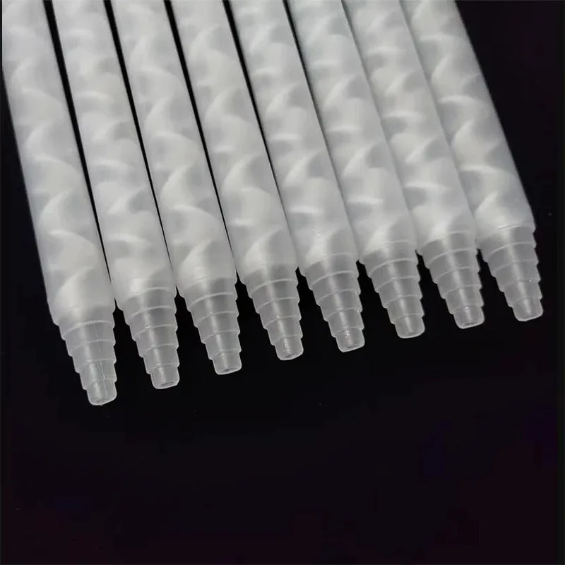 MC10-24 Epoxy Static Mixer Tubes, 24 Element Plastic Mixing Nozzles with Bell Mouth for Two-Component Adhesive Dispensing