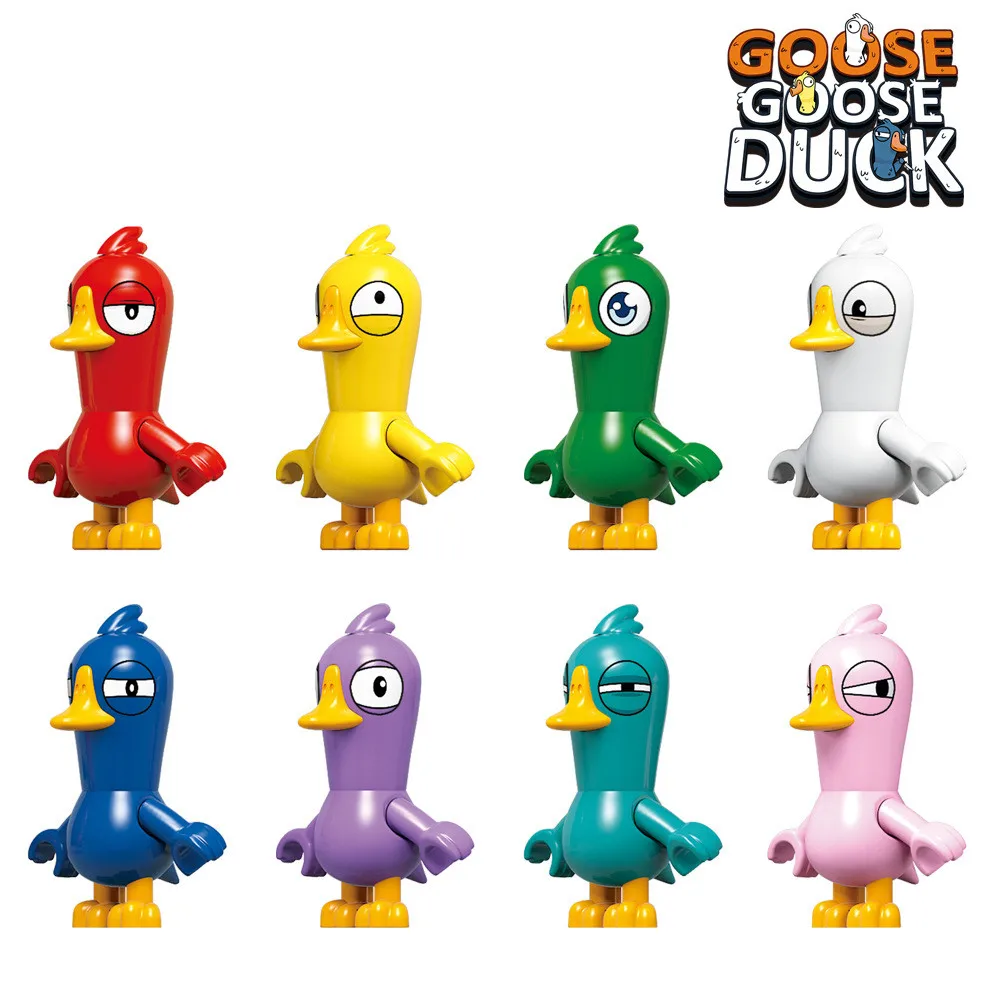 Goose Goose Duck Kawaii Cartoon Building Blocks Mini Figures White Goose Anime Game Collection Dolls Birthday Gifts