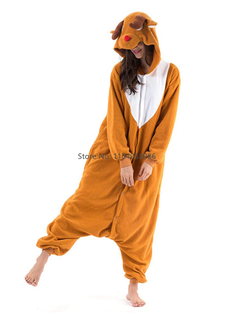 Animal Kigurumi Costume Halloween Onesie Deer For Women Men Adult Kids Pyjamas Cartoon Pajama Cosplay Party Homewear Christmas