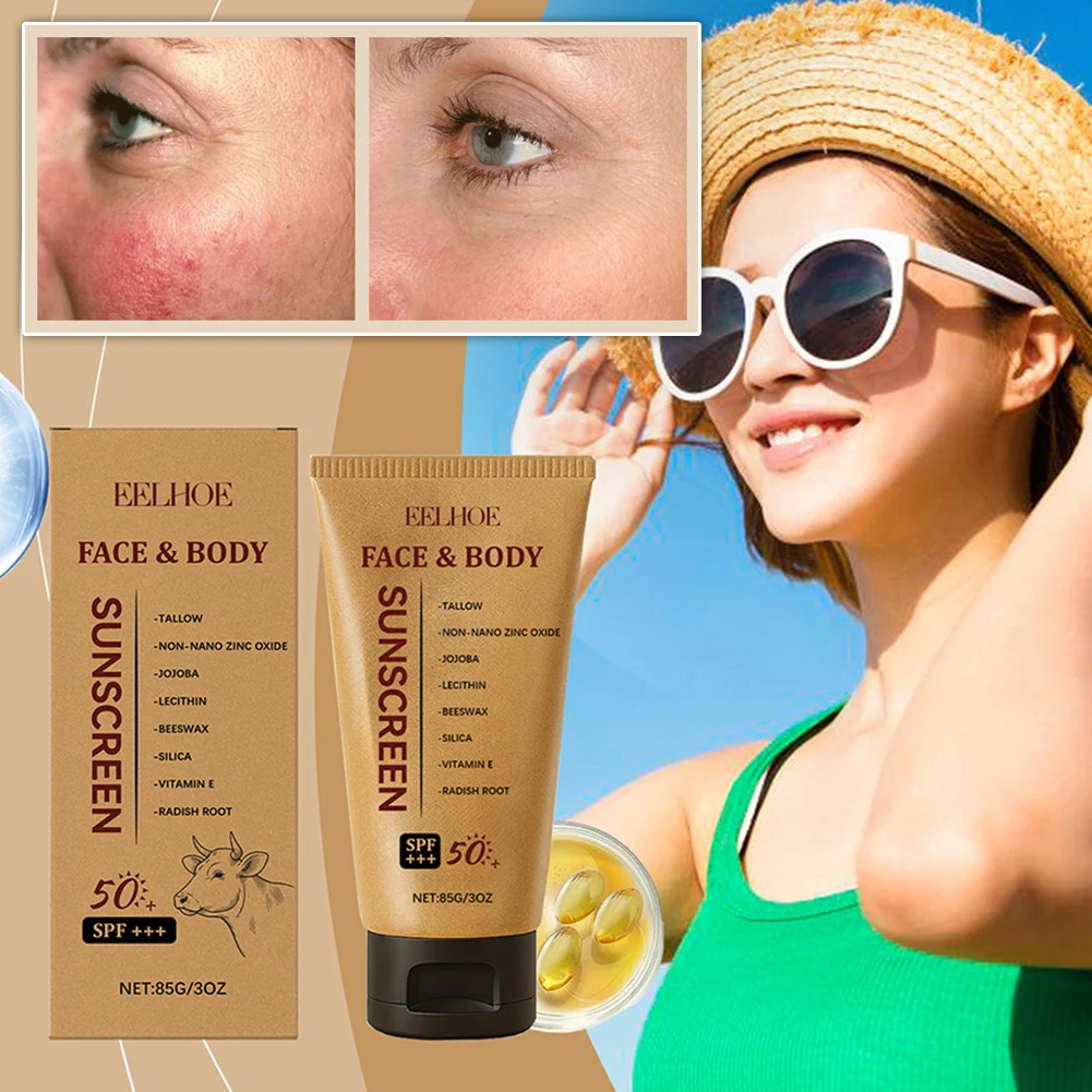 Natural Mineral Sunscreen Spf50 Beef Tallow Sunscreen Face Moisturiser Tallow Zinc Sun Protection Cream For Men Women Face Body
