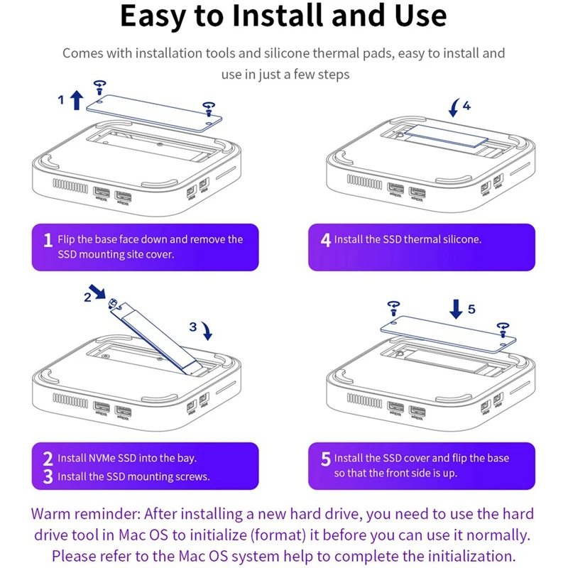 DT21 For Mac Mini Pro 9in1 Docking Station, 40Gbps SSD 4K Dual-Channel 10Gbps USB 3.2 PD100W Support
